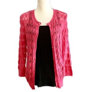 LOFT Button Up Long Sleeve Pink Cardigan Sweater